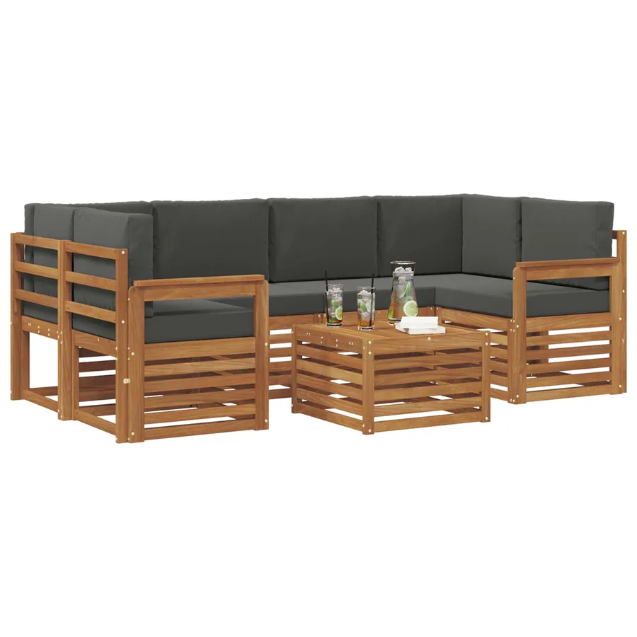 Ensemble de canapés d'extérieur 7 pcs Naturel et Anthracite - 3