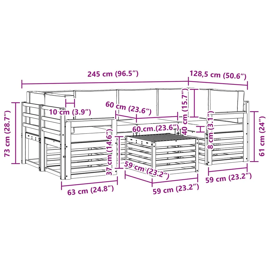 Ensemble de canapés d'extérieur 7 pcs Naturel et Anthracite - 8