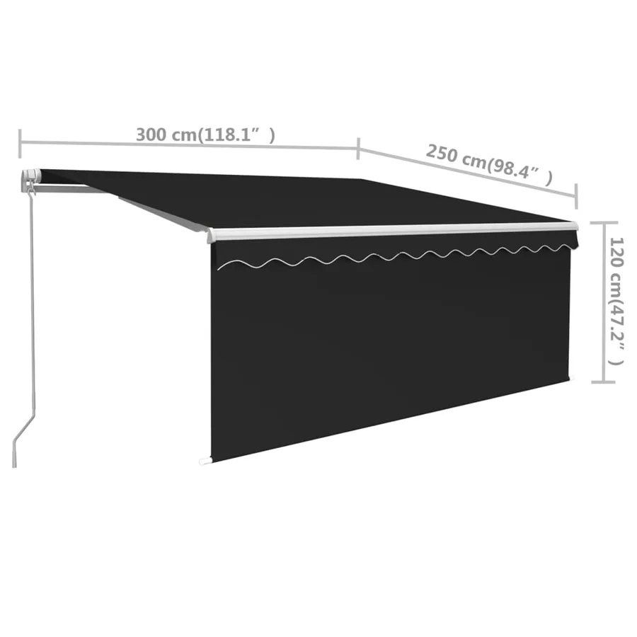 Auvent manuel rétractable avec store 3x2,5 m Anthracite - 7