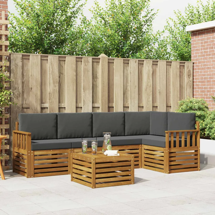 Ensemble de canapé d'angle 6 pcs Naturel et Anthracite