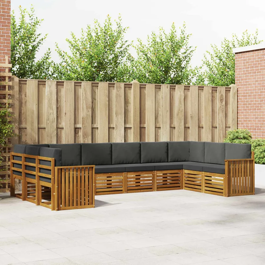 Ensemble de canapé d'angle 10 pcs Naturel et Anthracite