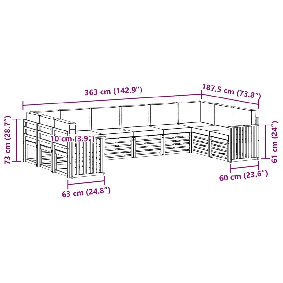 Ensemble de canapé d'angle 10 pcs Naturel et Anthracite - 9