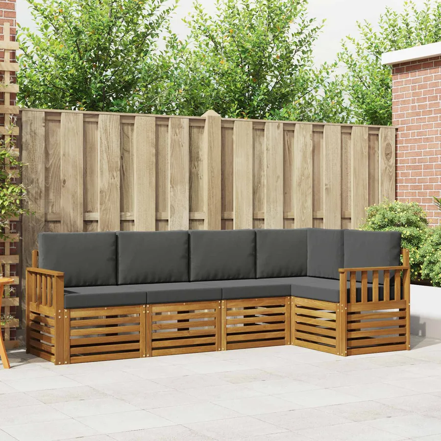 Ensemble de canapé d'angle 5 pcs Naturel et Anthracite