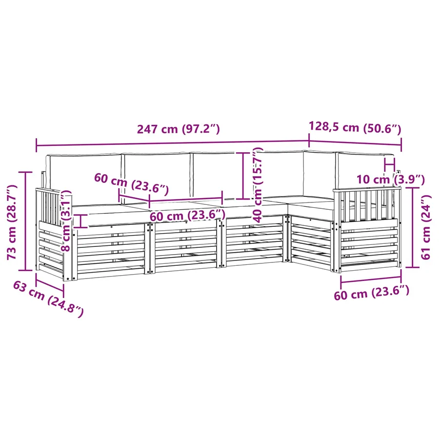Ensemble de canapé d'angle 5 pcs Naturel et Anthracite - 9