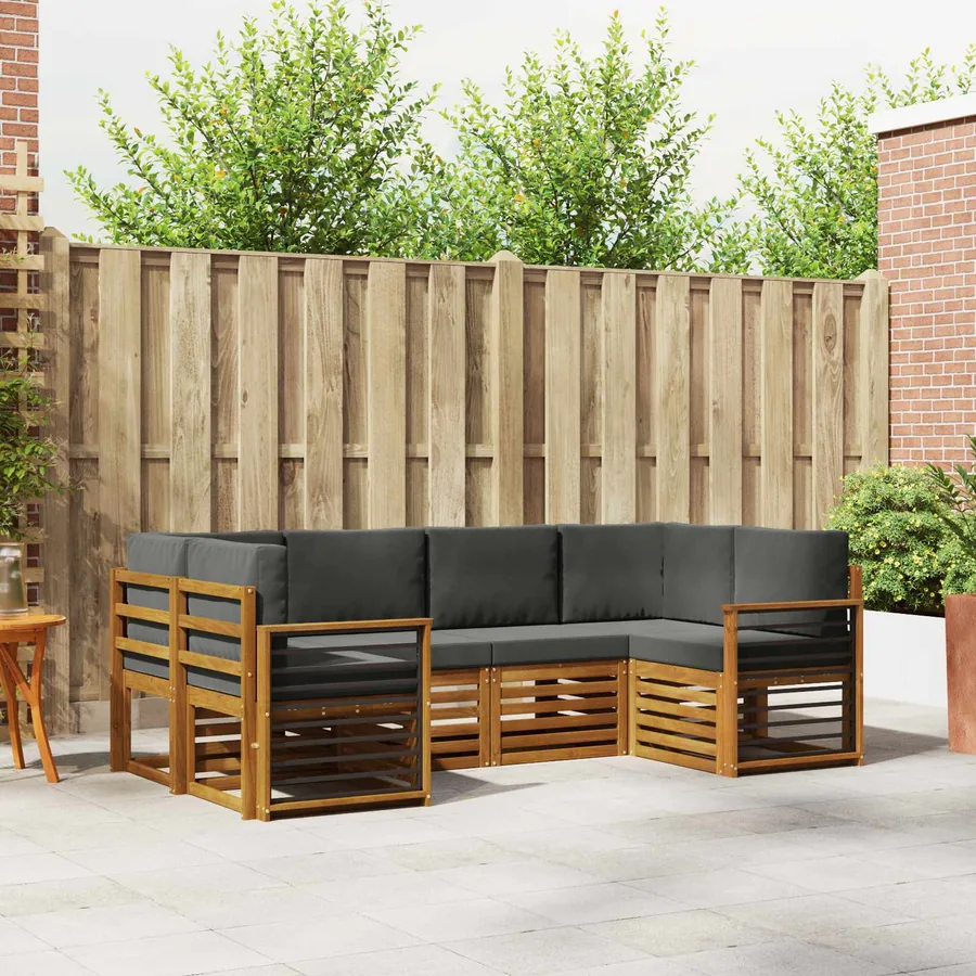 Ensemble de canapé d'angle 6 pcs Naturel et Anthracite