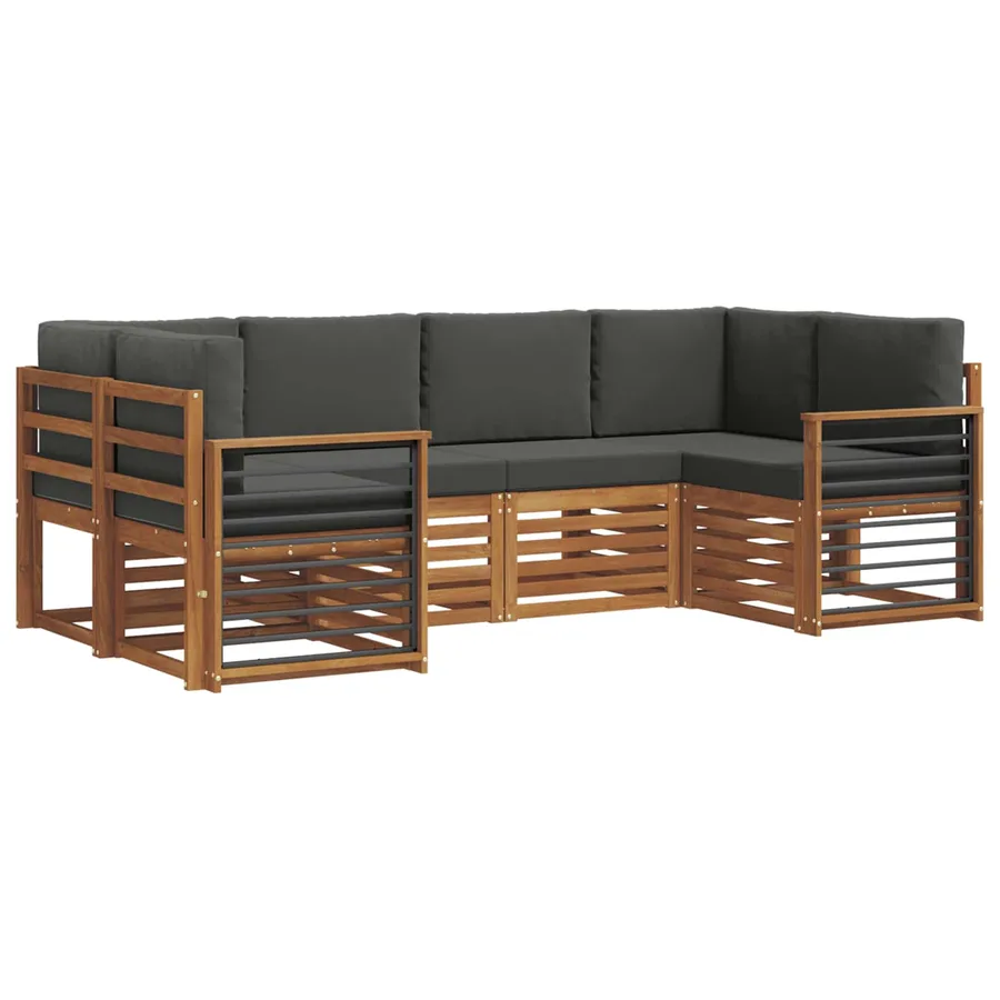 Ensemble de canapé d'angle 6 pcs Naturel et Anthracite - 2