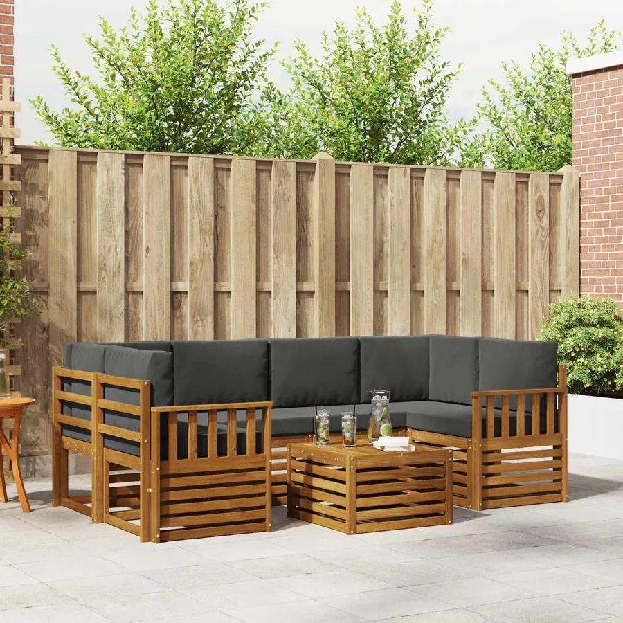 Ensemble de canapés d'extérieur 7 pcs Naturel et Anthracite