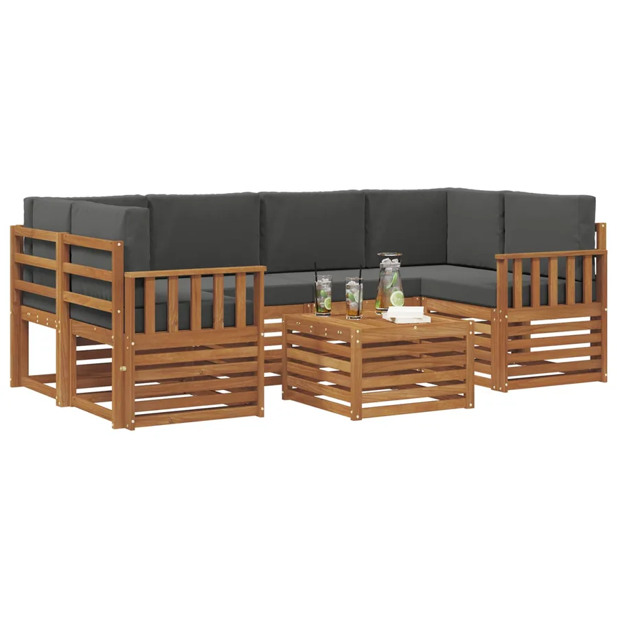 Ensemble de canapés d'extérieur 7 pcs Naturel et Anthracite - 3