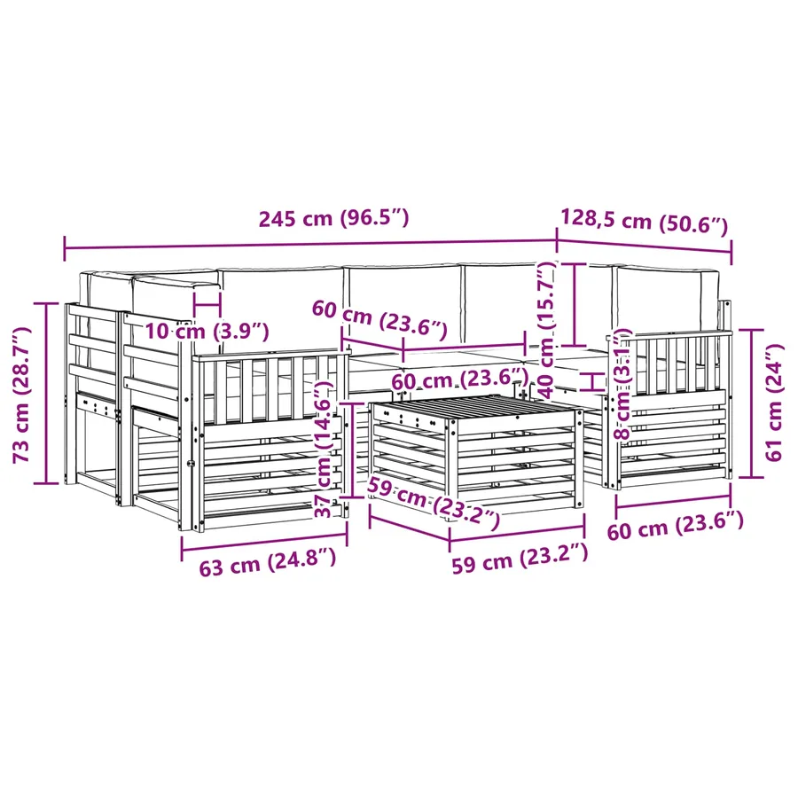 Ensemble de canapés d'extérieur 7 pcs Naturel et Anthracite - 8