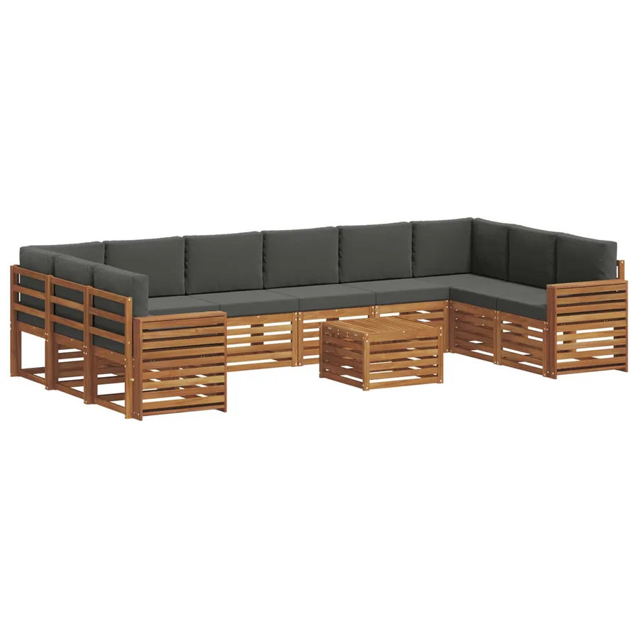Ensemble de canapés d'extérieur 11 pcs Naturel et Anthracite - 2