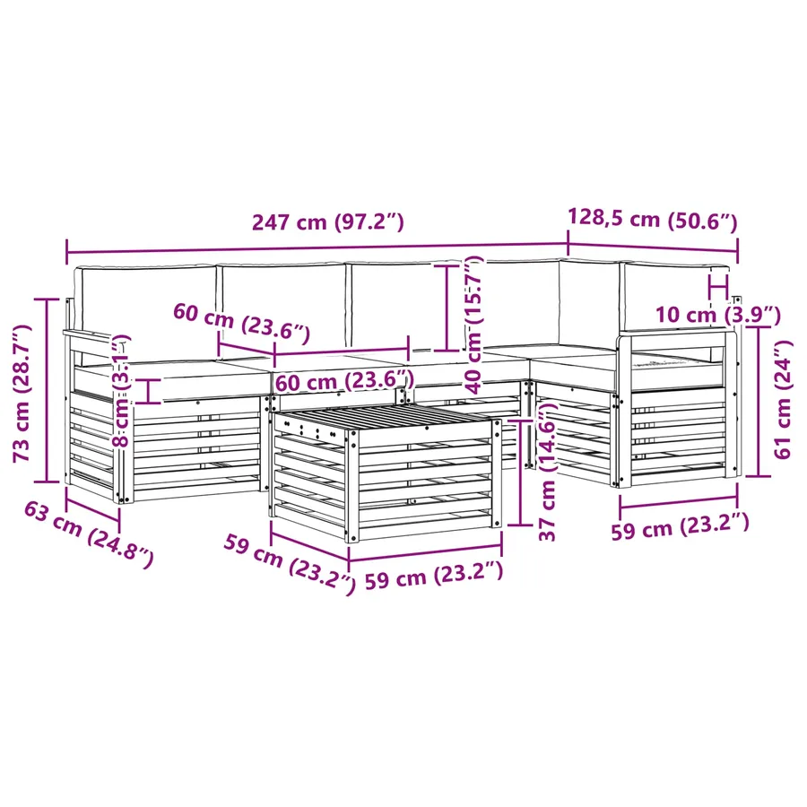 Ensemble de canapé d'angle 6 pcs Naturel et Anthracite - 11