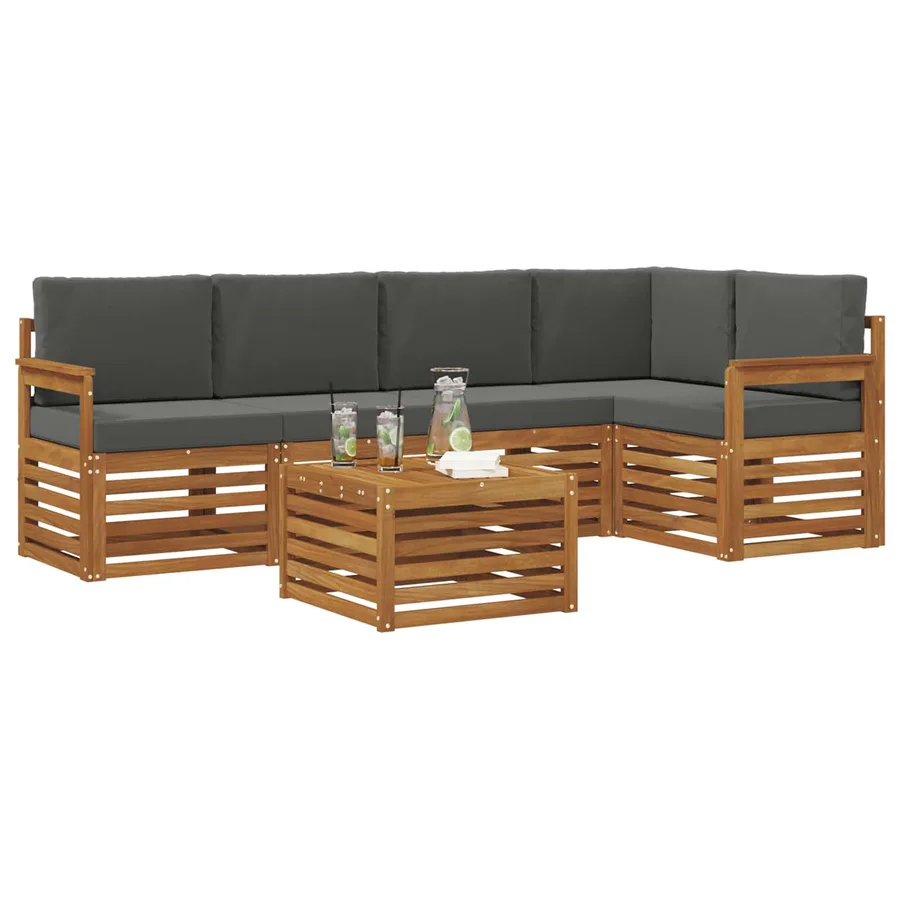 Ensemble de canapé d'angle 6 pcs Naturel et Anthracite - 3