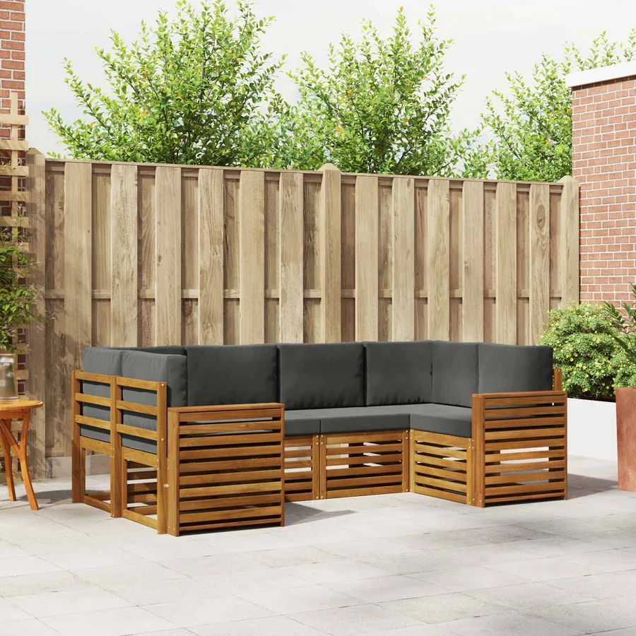 Ensemble de canapé d'angle 6 pcs Naturel et Anthracite