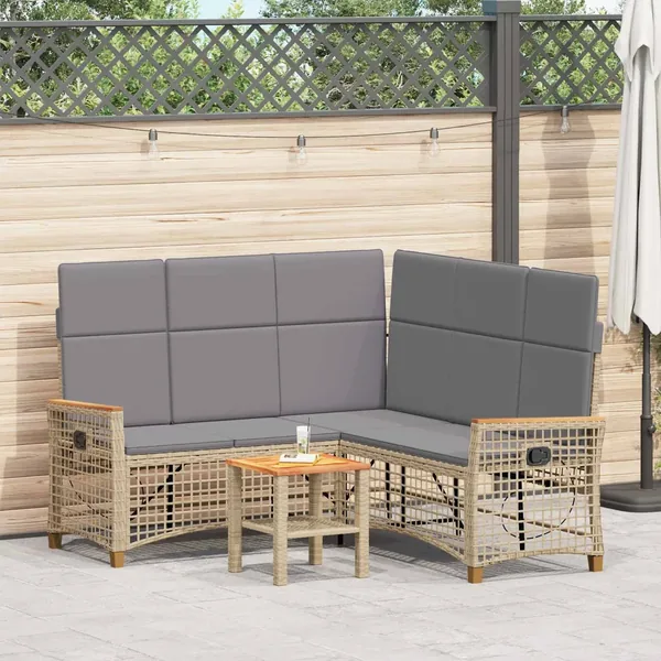 Ensemble de canapés inclinables de jardin Beige et Gris clair