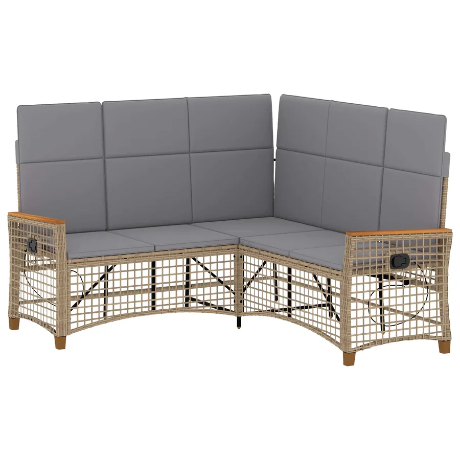 Ensemble de canapés inclinables de jardin Beige et Gris clair - 2