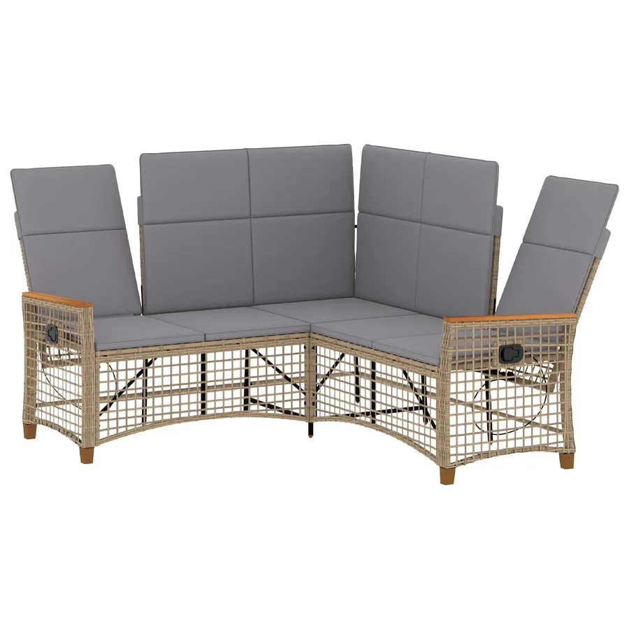 Ensemble de canapés inclinables de jardin Beige et Gris clair - 4