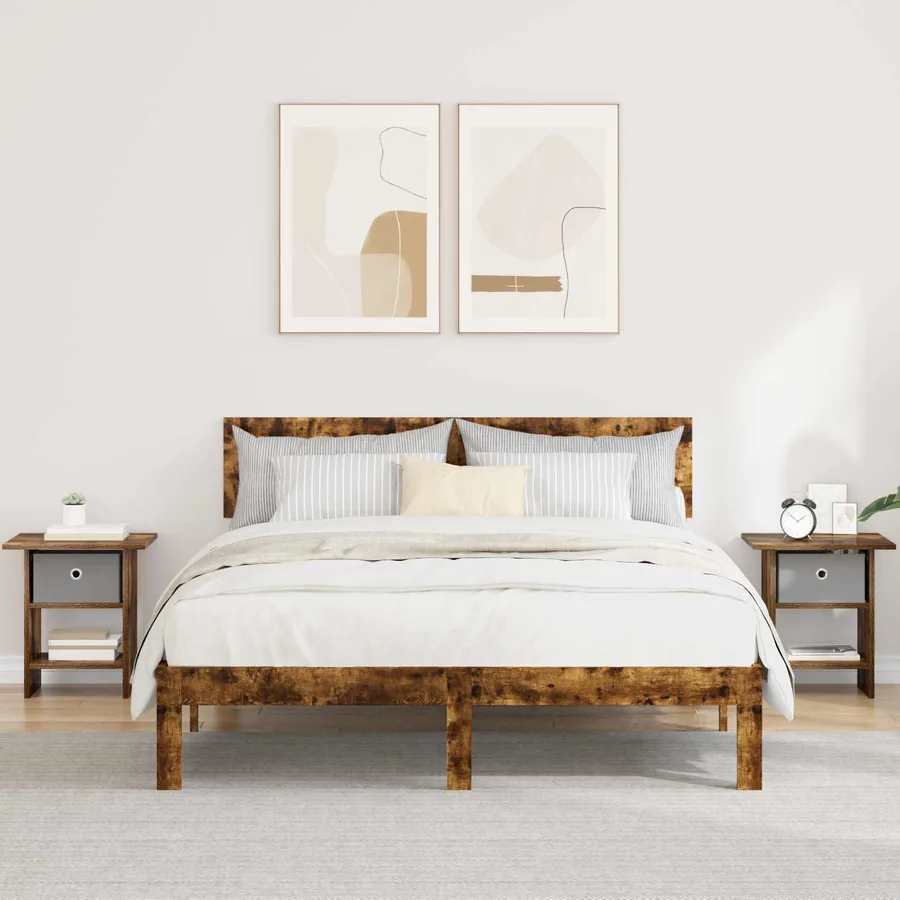 Table de chevet avec tiroir 2 pcs Chêne fumé 41 x 40 x 45 cm