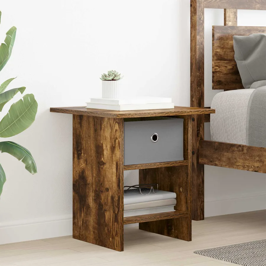 Table de chevet avec tiroir 2 pcs Chêne fumé 41 x 40 x 45 cm - 4