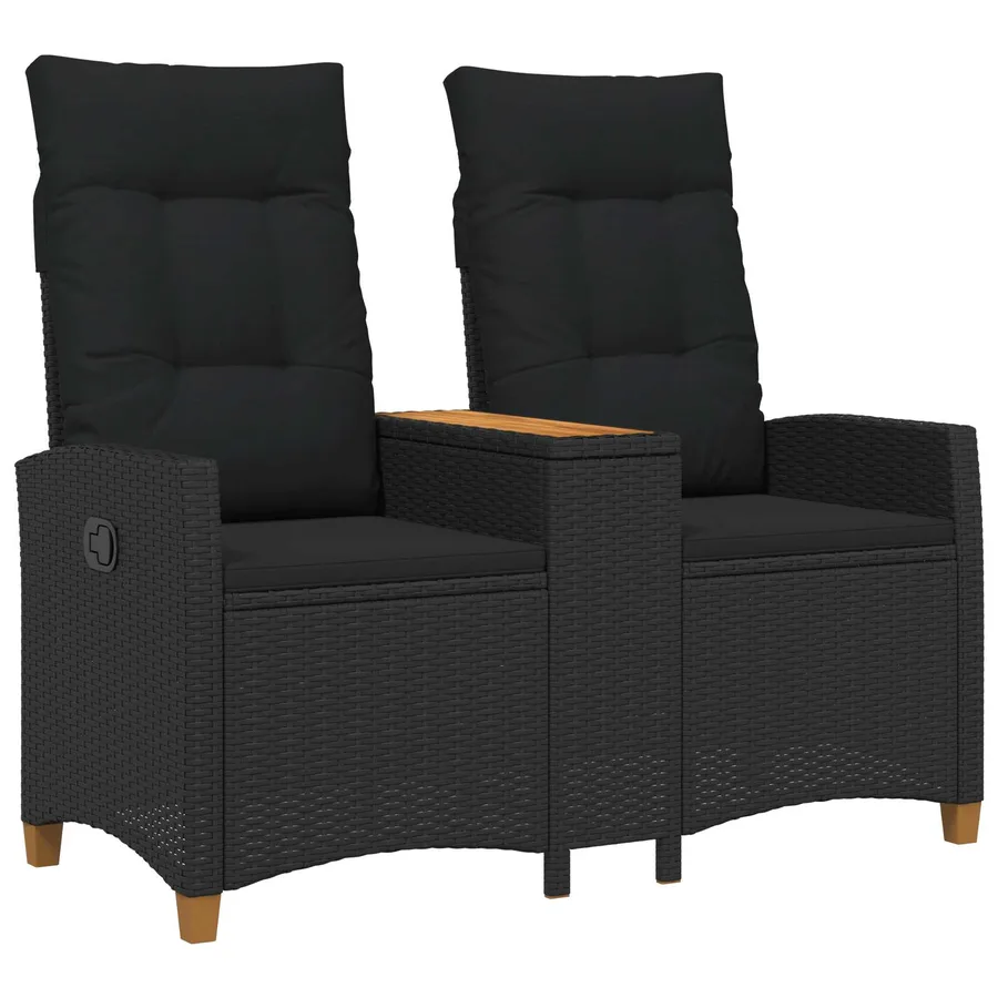 Banc inclinable avec table Noir 126 x 65 x 112 cm polyrotin - 2