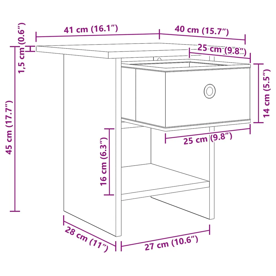 Table de chevet avec tiroir 2 pcs Chêne noir 41 x 40 x 45 cm - 12