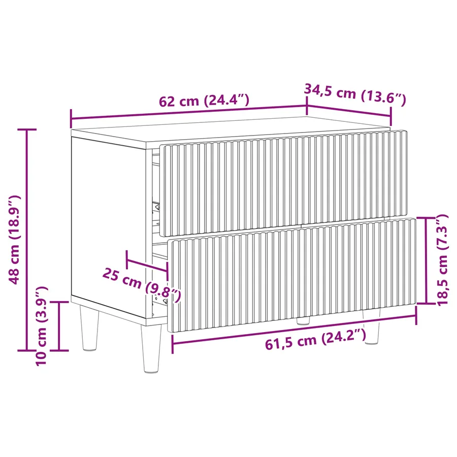 Cabinet de chevet avec tiroir Sonoma gris 62 x 34,5 x 48 cm - 10