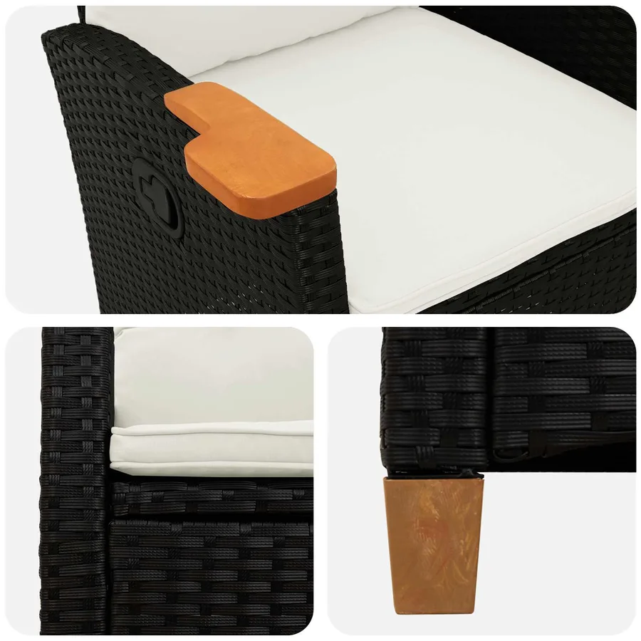 Chaise inclinable avec plateau à thé 62 x 64 x 112 cm polyrotin - 7