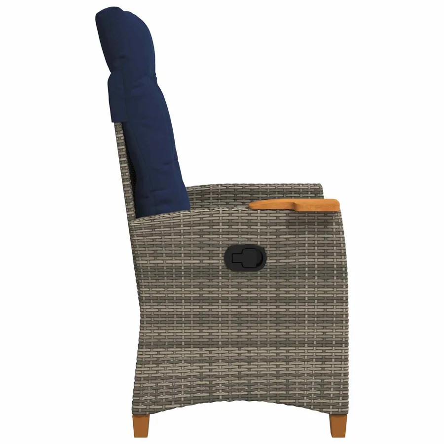 Chaise inclinable avec plateau à thé 62 x 64 x 112 cm polyrotin - 5