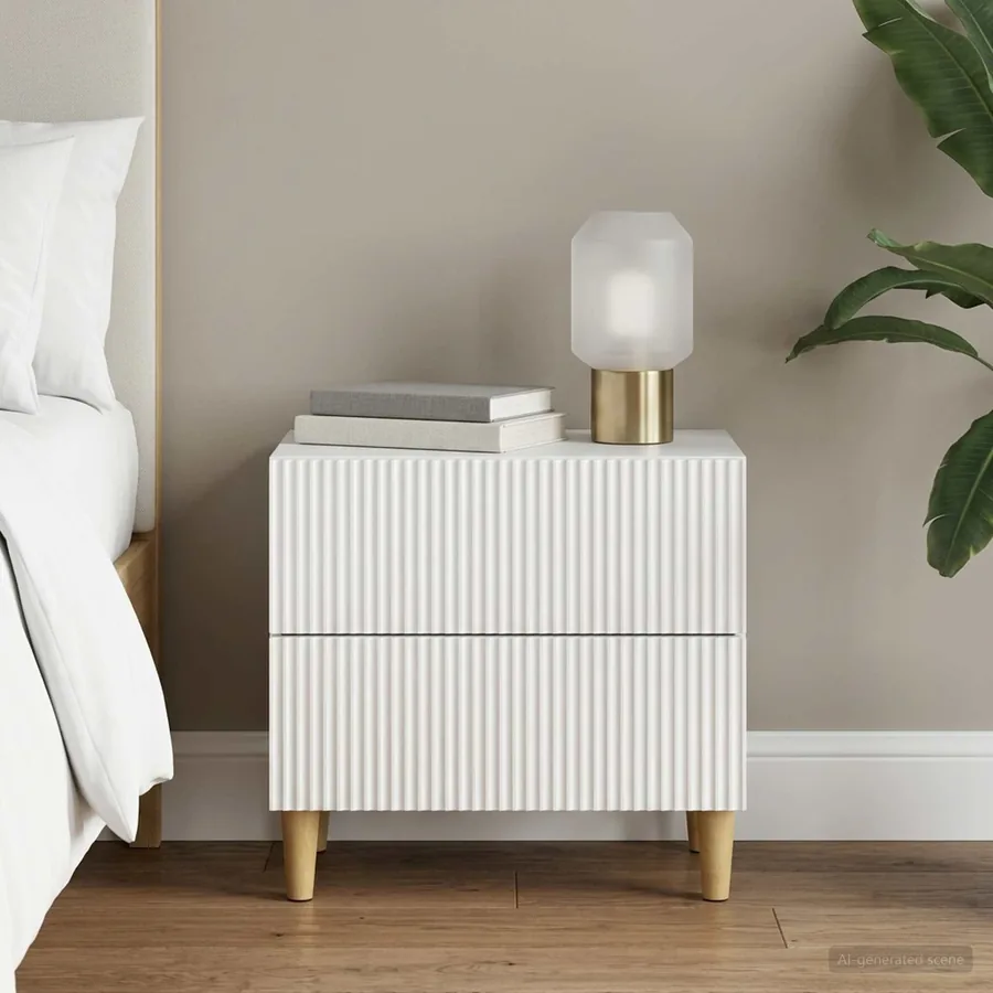 Cabinet de chevet Blanc 62 x 34,5 x 48 cm Bois d'ingénierie