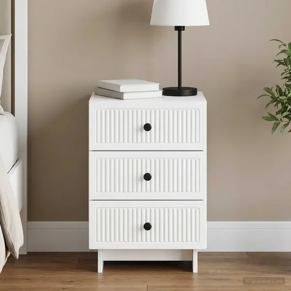 Cabinet de chevet Blanc 43 x 41 x 66,5 cm Bois d'ingénierie