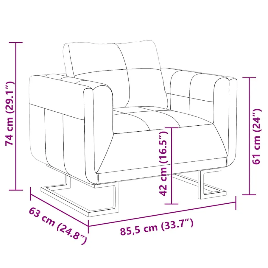 Fauteuil cube avec pieds chromés Marron Similicuir - 7