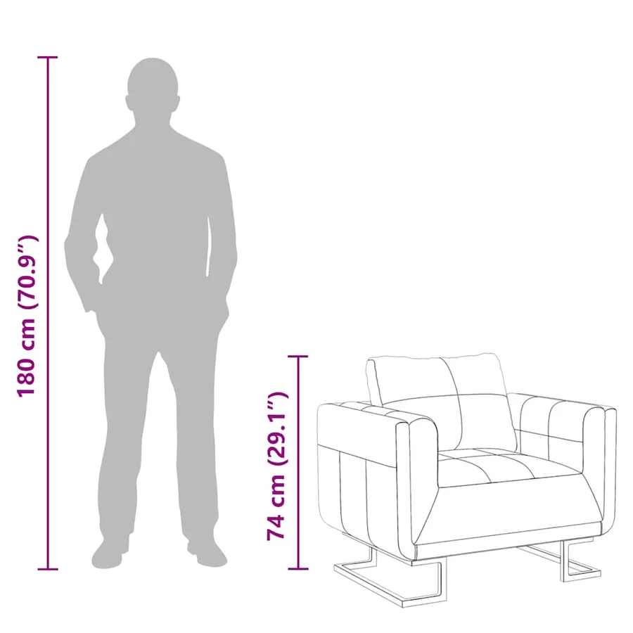 Fauteuil cube avec pieds chromés Marron Similicuir - 8