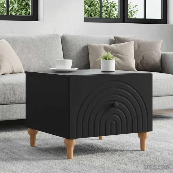 Table basse avec tiroir Noir 49 x 50 x 40 cm Bois d'ingénierie