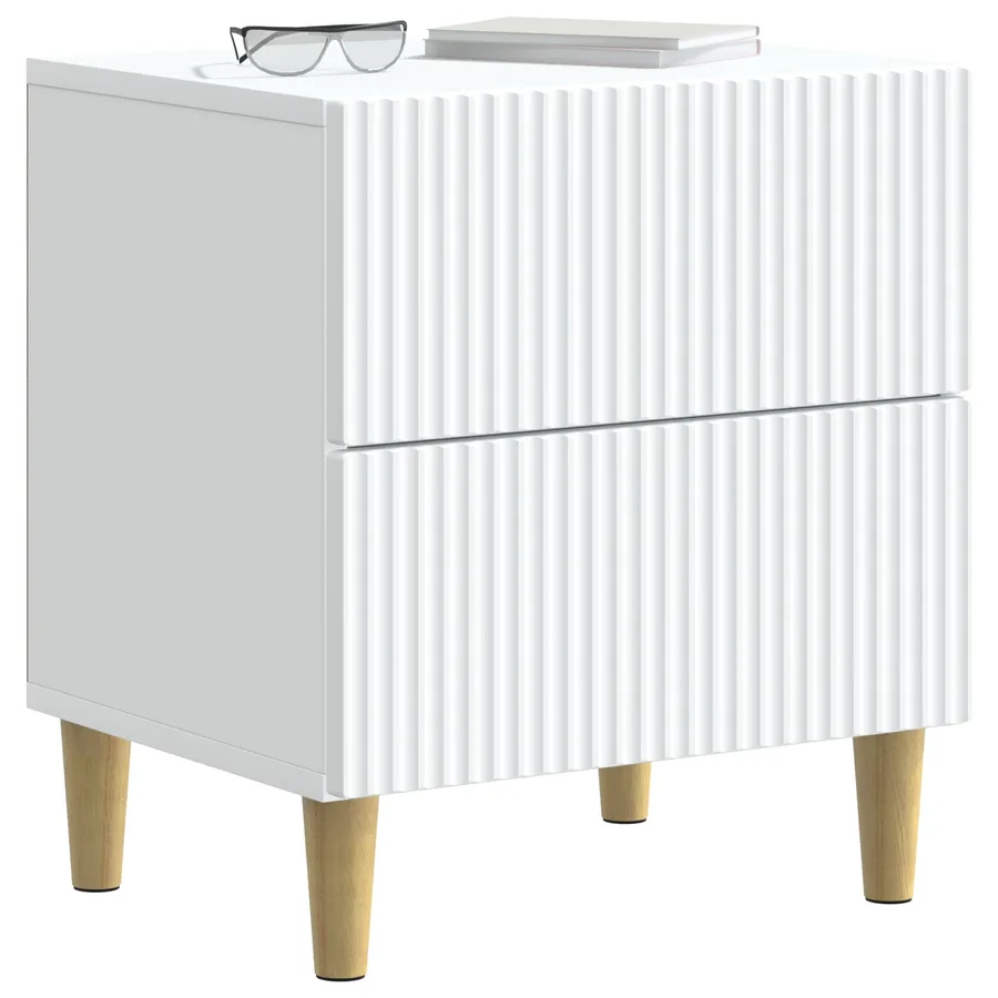 Cabinet de chevet avec tiroir 2 pcs Blanc 43 x 34,5 x 48 cm - 3