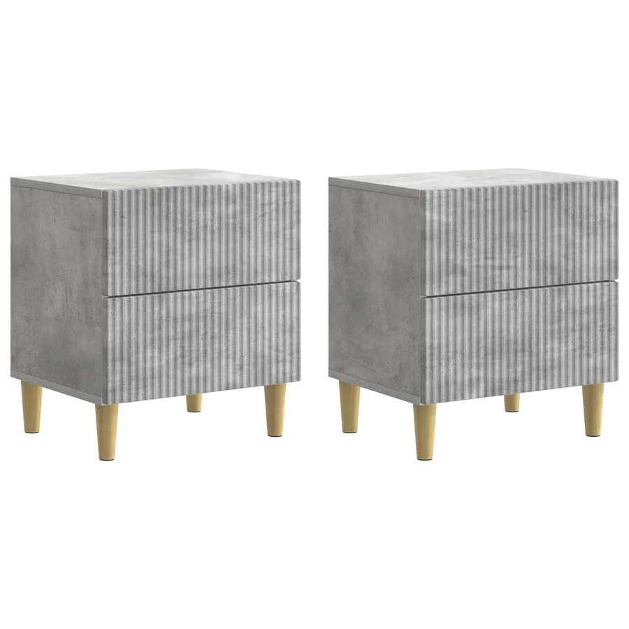 Cabinet de chevet 2 pcs Gris béton 43 x 34,5 x 48 cm - 2