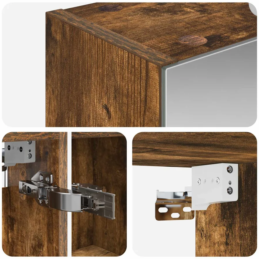 Armoire Miroir de Salle de Bain Chêne fumé 50 x 14,5 x 70 cm - 10