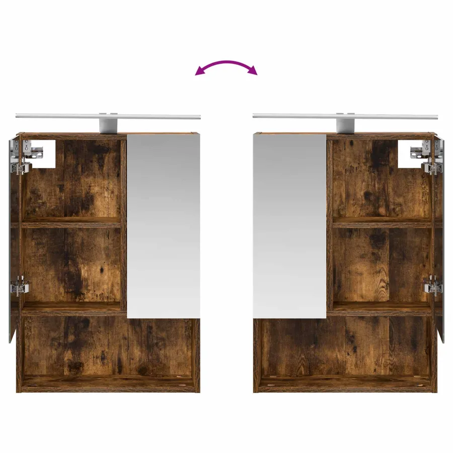 Armoire Miroir de Salle de Bain Chêne fumé 50 x 14,5 x 70 cm - 12