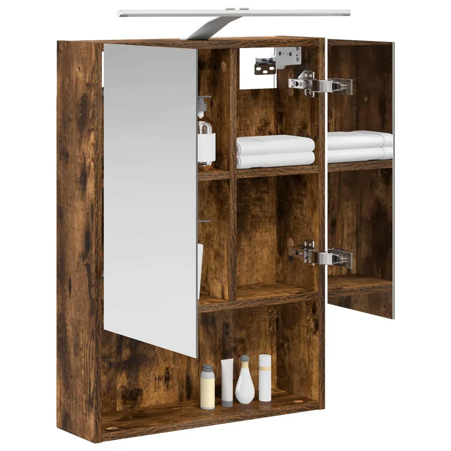 Armoire Miroir de Salle de Bain Chêne fumé 50 x 14,5 x 70 cm - 3