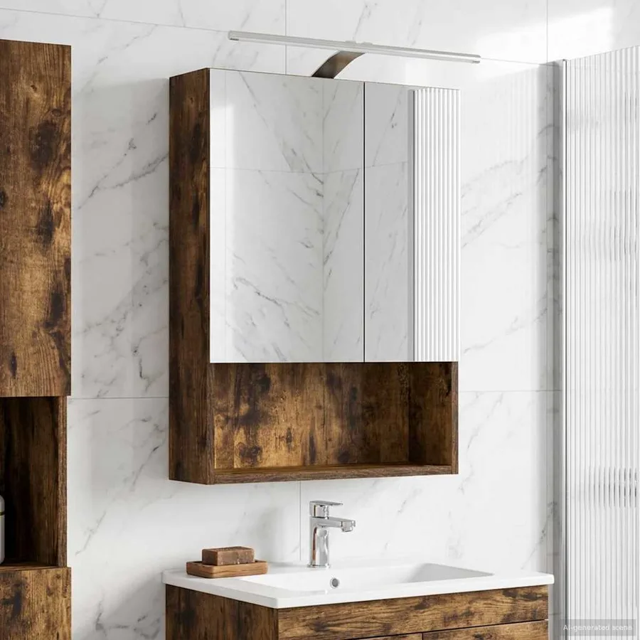 Armoire Miroir de Salle de Bain Chêne fumé 50 x 14,5 x 70 cm - 4