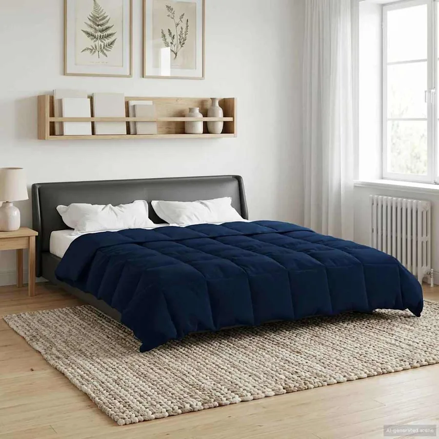 Duvet d'été simple Matelassé Bleu foncé 220 x 260 cm Microfibre