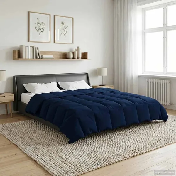 Duvet complet toute l'année Bleu foncé 220 x 260 cm Microfibre