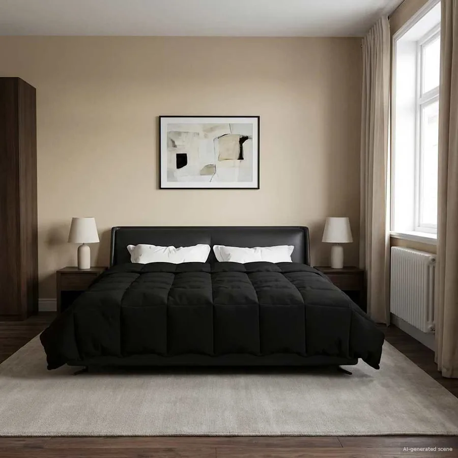 Duvet d'été simple Matelassé Noir 200 x 220 cm Microfibre - 4