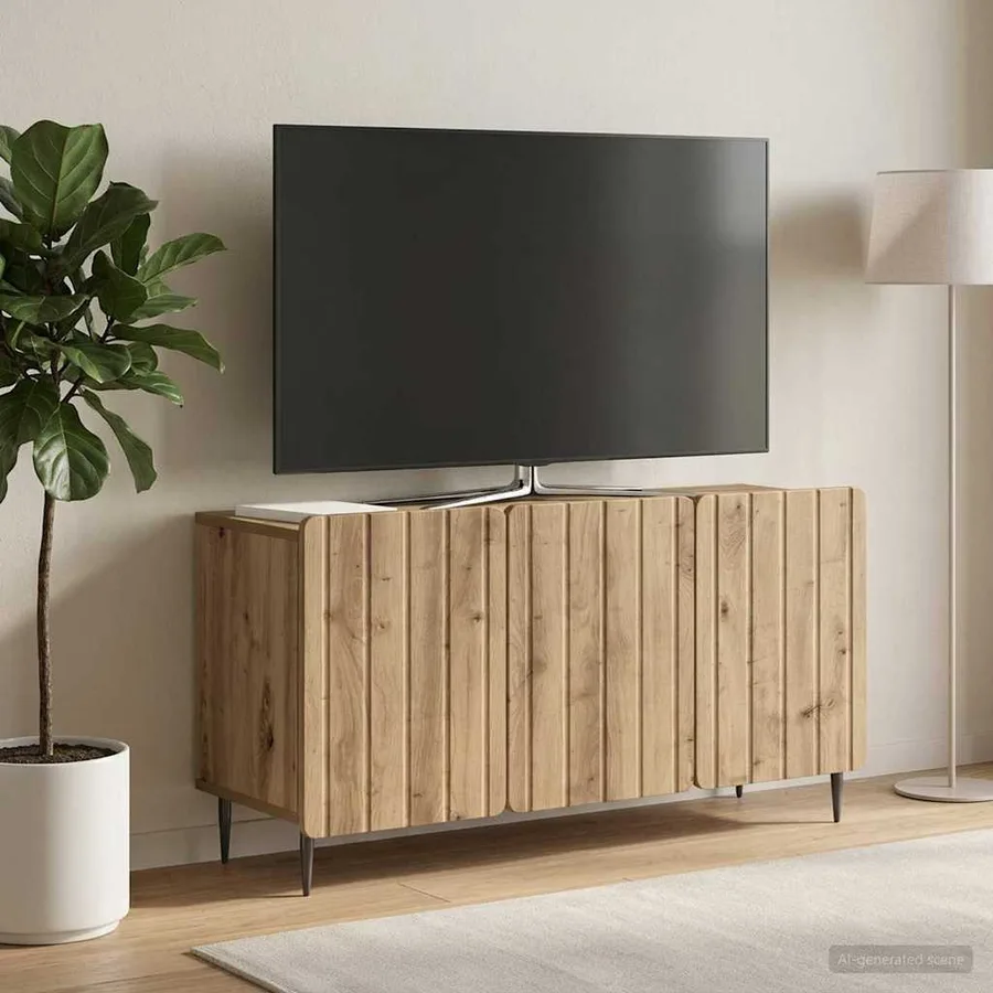 Meuble TV 99 x 34,5 x 52 cm Chêne artisanal Bois d'ingénierie - 4