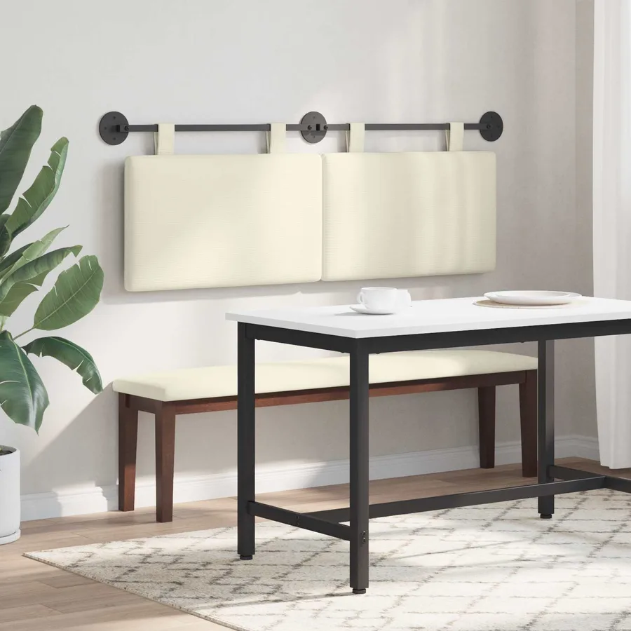 Tête de lit suspendue Crème Tissu en velours côtelé - 4