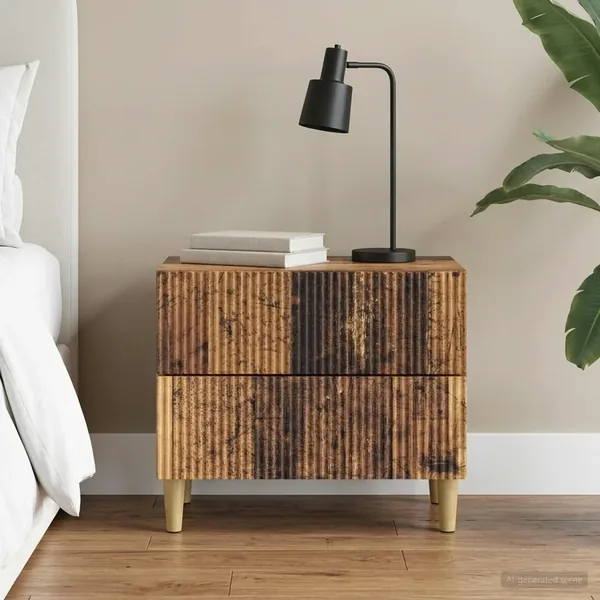 Cabinet de chevet avec tiroir Bois ancien 62 x 34,5 x 48 cm