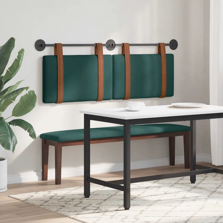 Tête de lit suspendue Uni Vert foncé 130 x 55 x 5 cm PU antique - 4