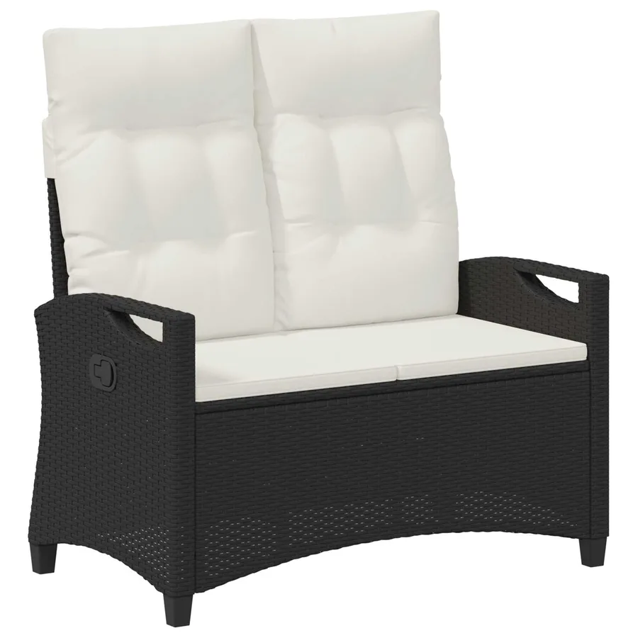 Banc de jardin avec oreiller Noir et Crème 105 x 60 x 112 cm - 2