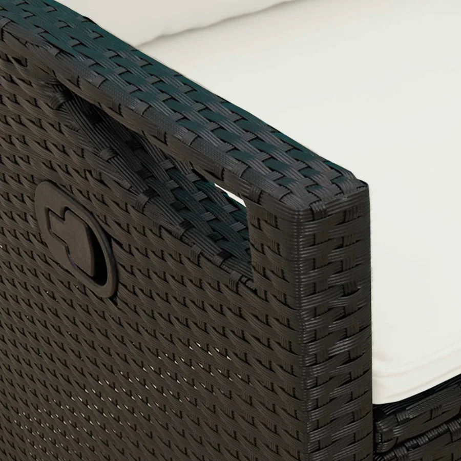Banc de jardin avec oreiller Noir et Crème 105 x 60 x 112 cm - 4
