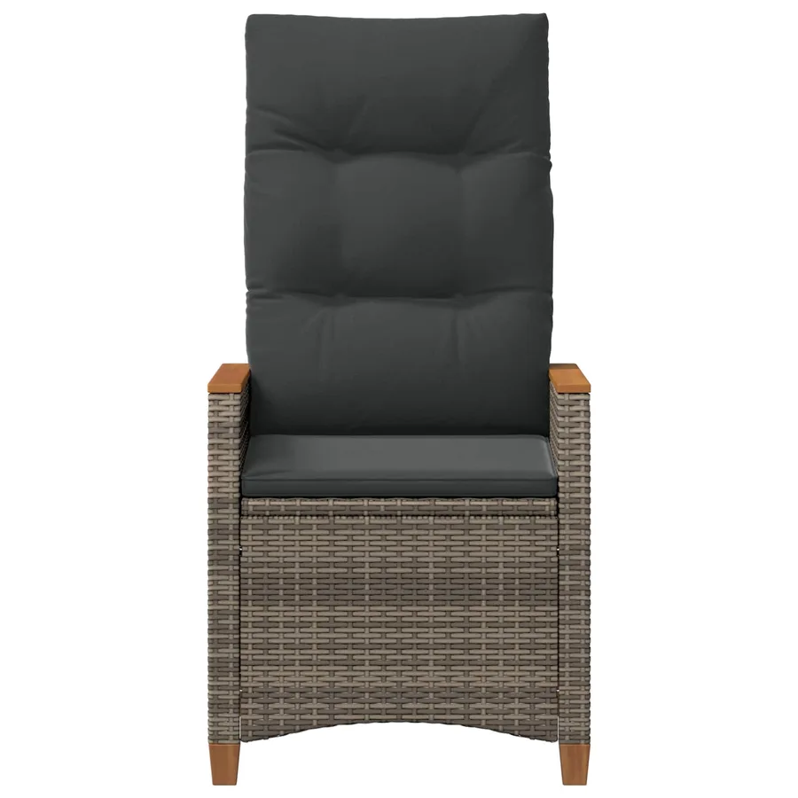 Chaise de jardin inclinable Gris et Gris foncé polyrotin - 5