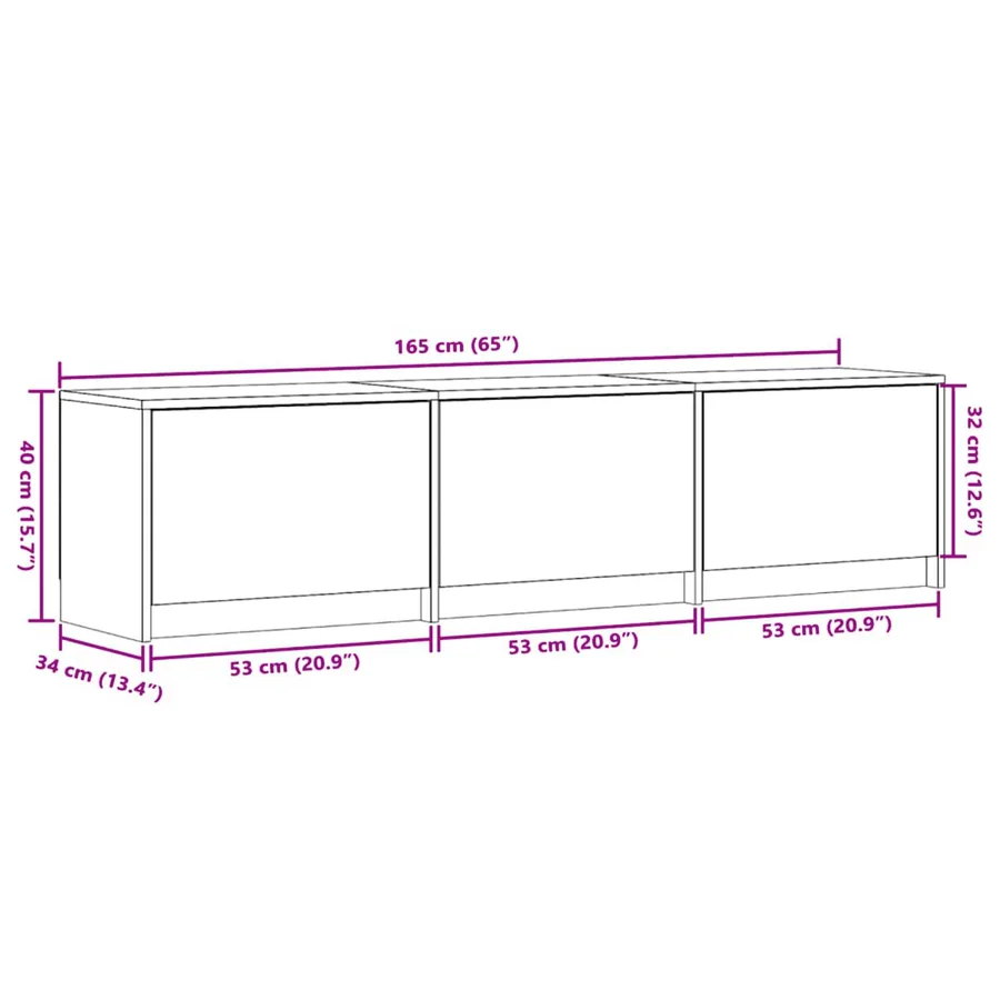 Meuble TV Chêne fumé 165 x 34 x 40 cm Bois d'ingénierie - 12