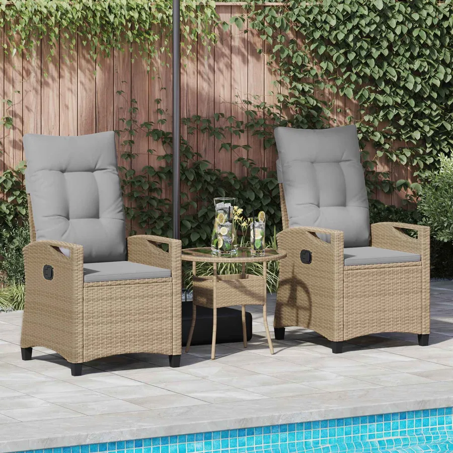 Chaise de jardin 2 pcs Beige et Gris clair 56 x 60 x 112 cm - 3
